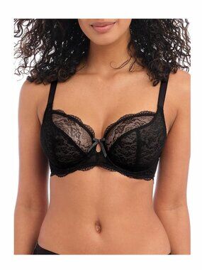 Freya Fancies Underwire Plunge Lace Bra - Black | NWT | 38DD (38E)
